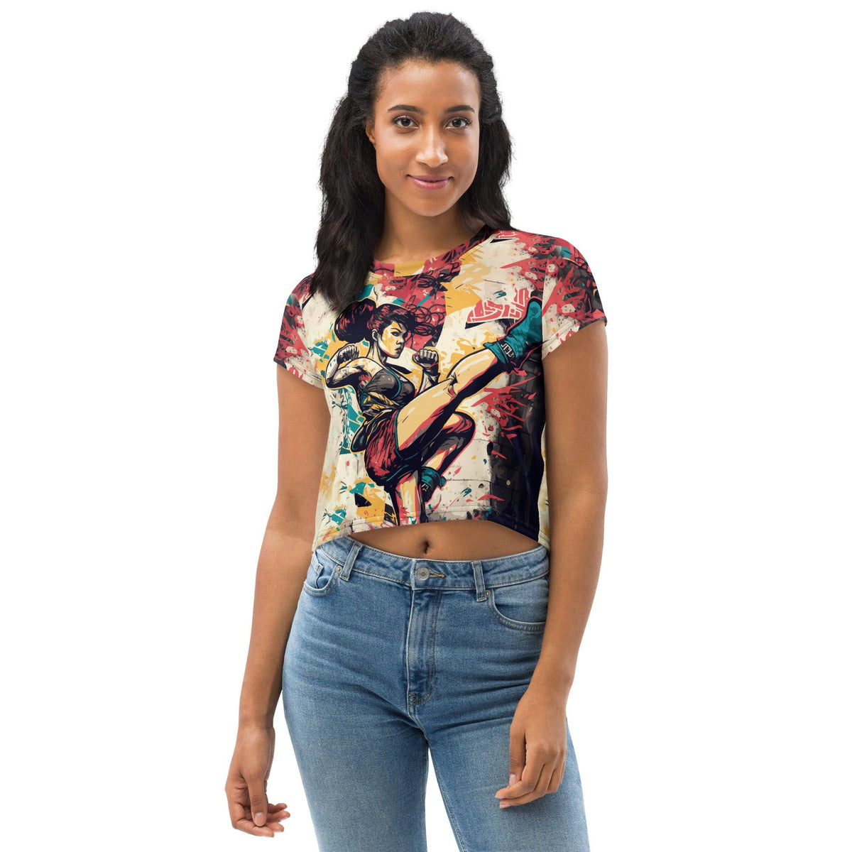 Be Bold Be Fearless All-Over Print Crop Tee - Beyond T-shirts