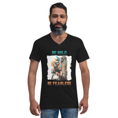 Be Bold Be Fearless Unisex Short Sleeve V-Neck T-Shirt - Beyond T-shirts