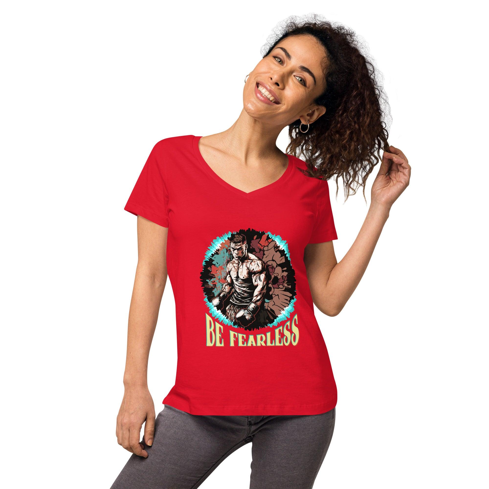 Be Fearless Women’s Fitted V-neck T-shirt - Beyond T-shirts