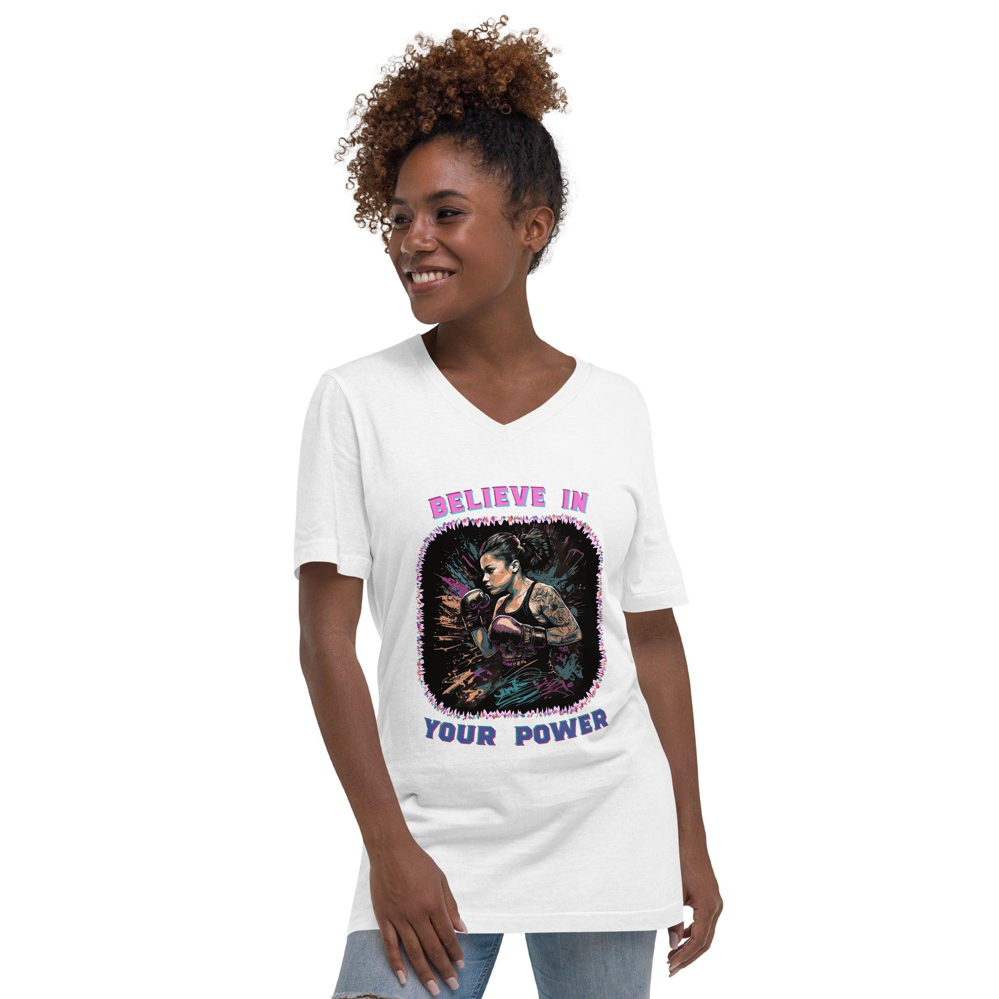 Believe In Your Power Unisex Short Sleeve V-Neck T-Shirt - Beyond T-shirts