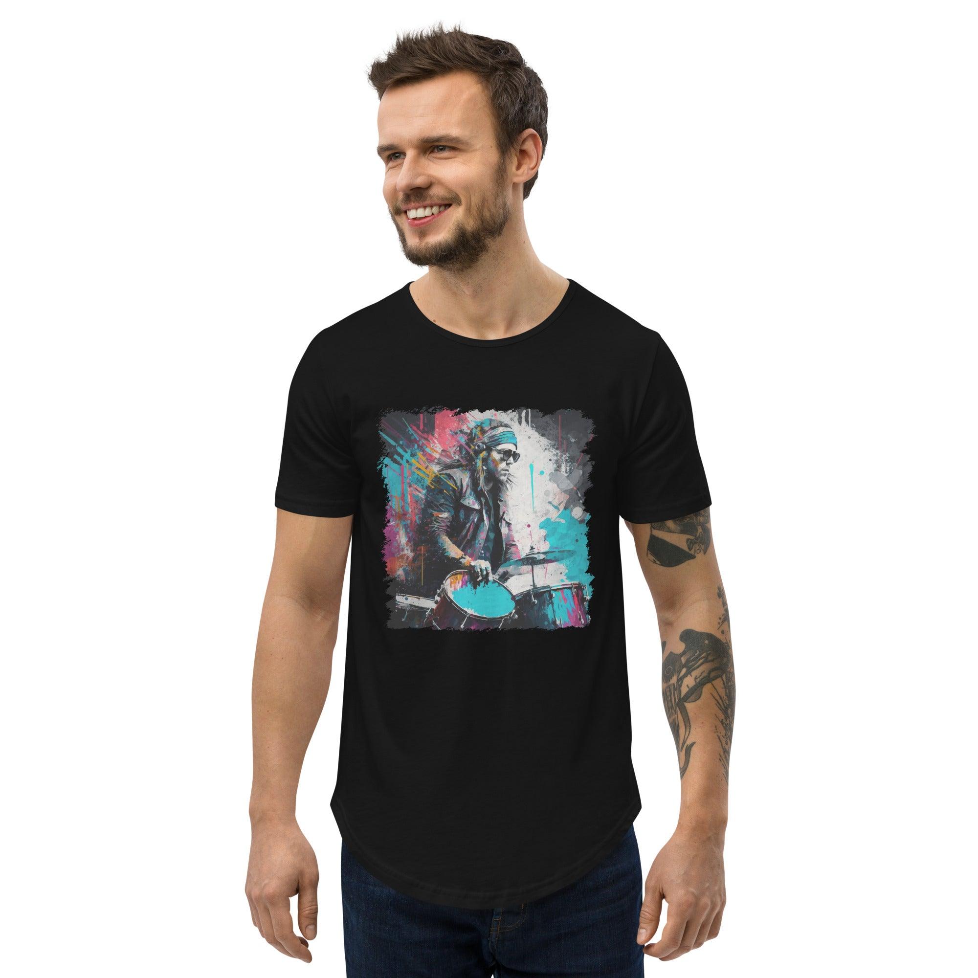 Blasting The Beats Out Men's Curved Hem T-Shirt - Beyond T-shirts