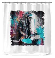 Blasting The Beats Out Shower Curtain - Beyond T-shirts