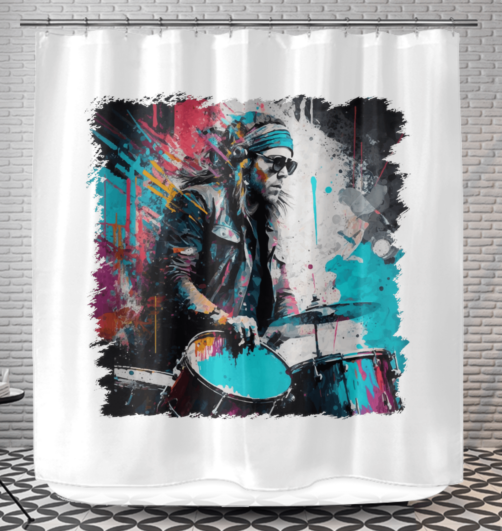 Blasting The Beats Out Shower Curtain - Beyond T-shirts