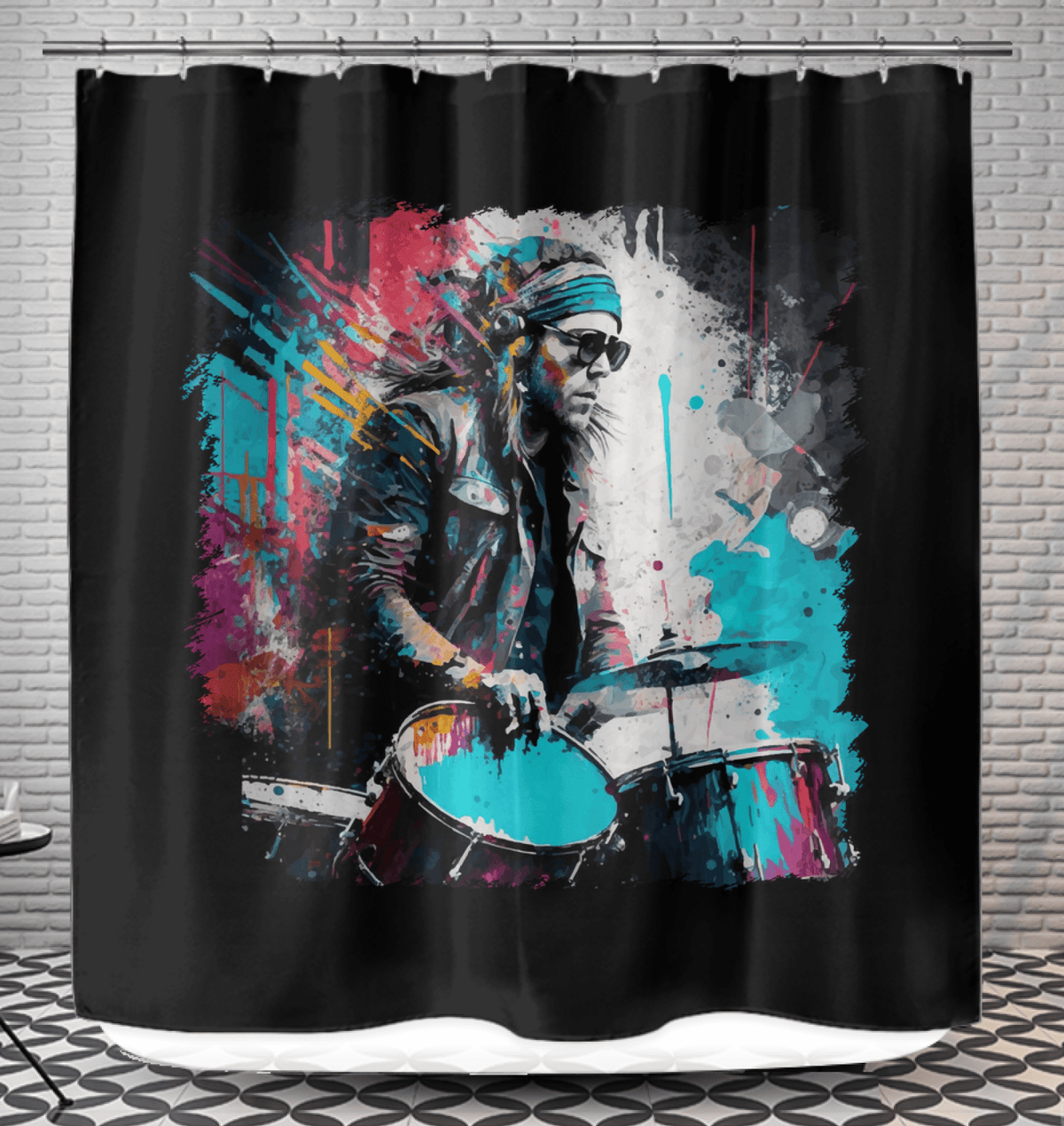 Blasting The Beats Out Shower Curtain - Beyond T-shirts