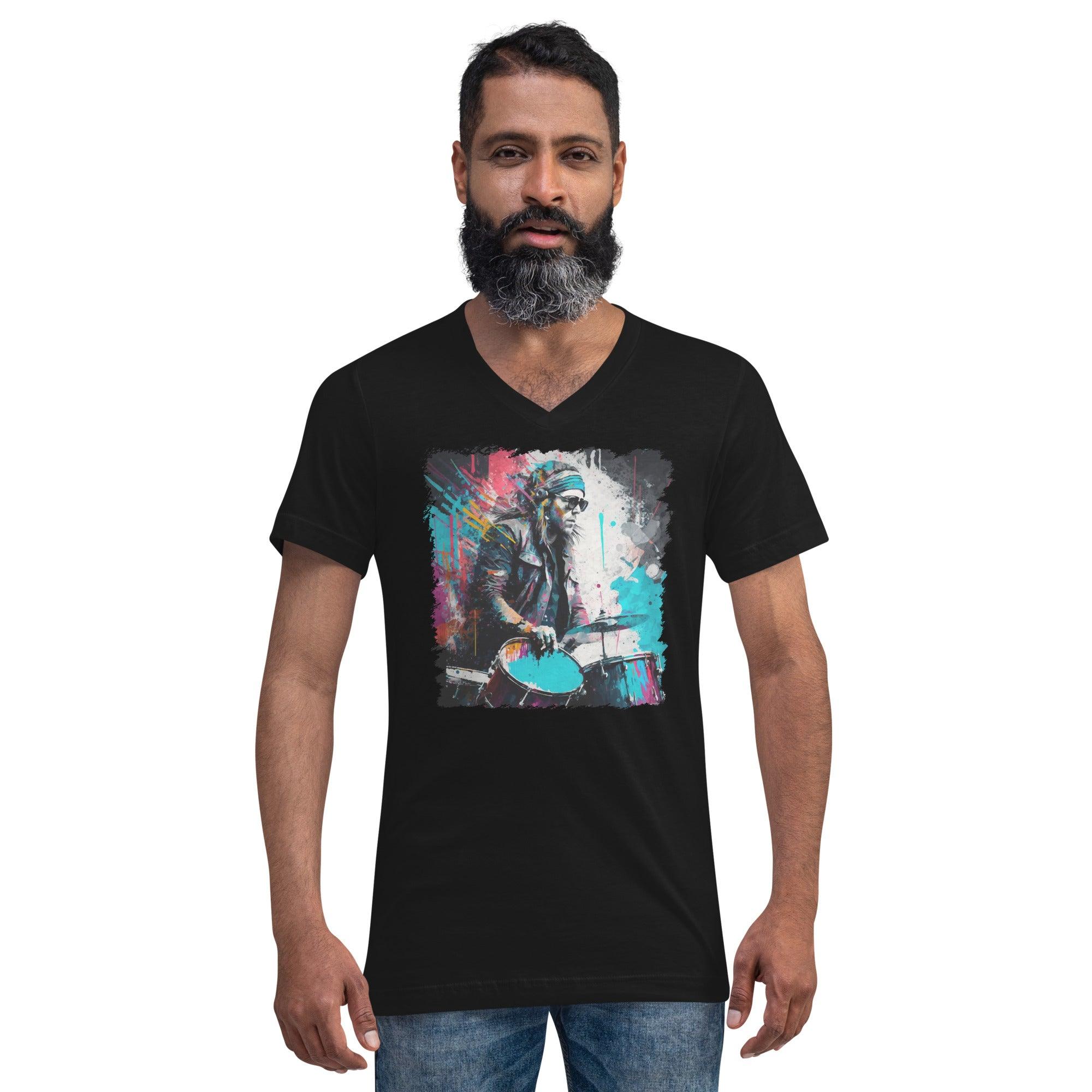 Blasting The Beats Out Unisex Short Sleeve V-Neck T-Shirt - Beyond T-shirts