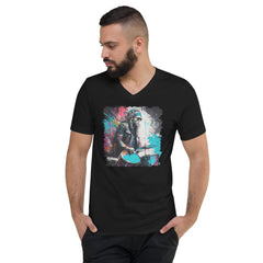 Blasting The Beats Out Unisex Short Sleeve V-Neck T-Shirt - Beyond T-shirts