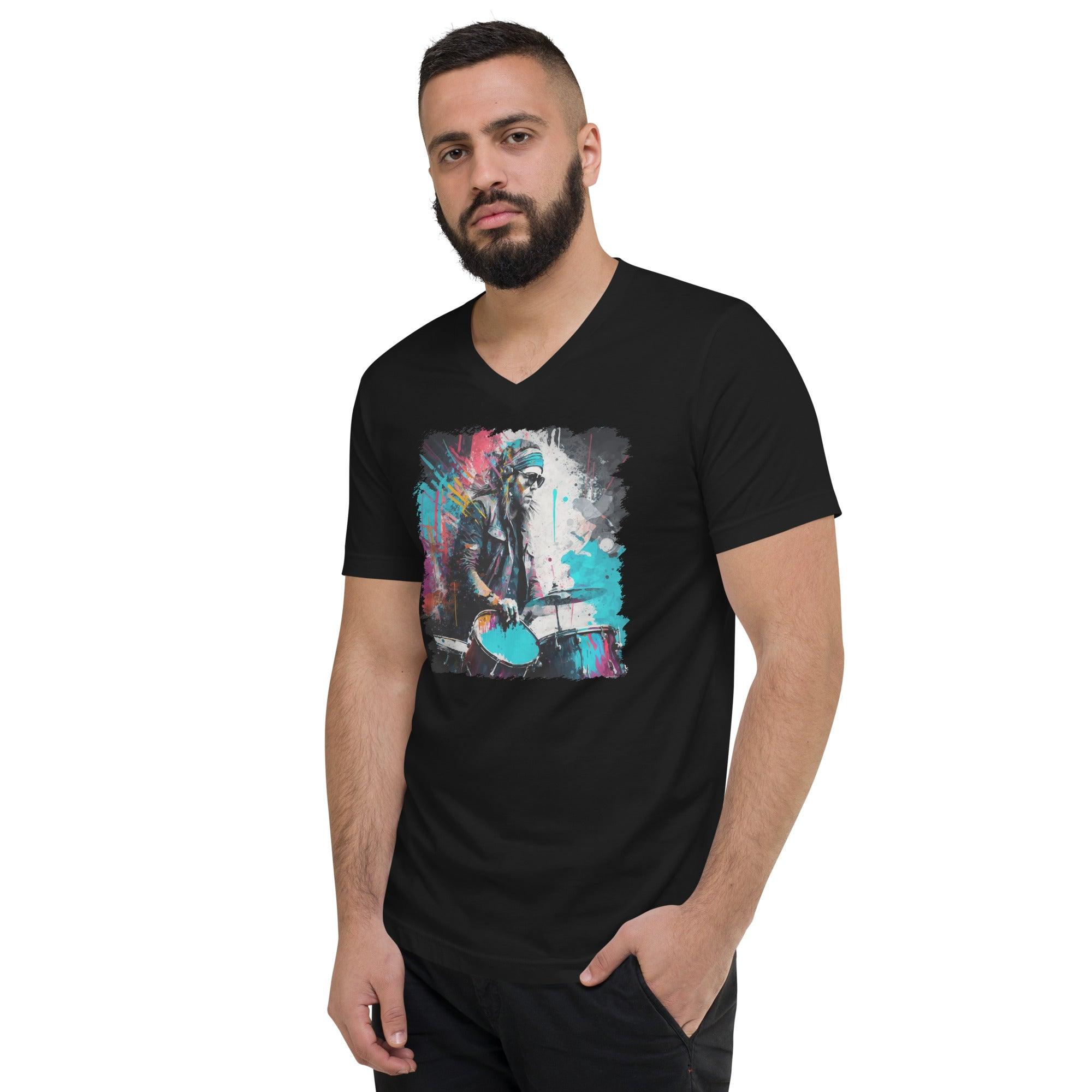 Blasting The Beats Out Unisex Short Sleeve V-Neck T-Shirt - Beyond T-shirts