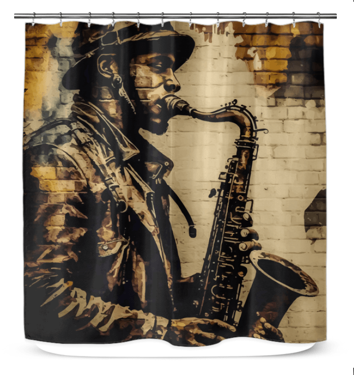 Blowin' On The Horn Shower Curtain - Beyond T-shirts