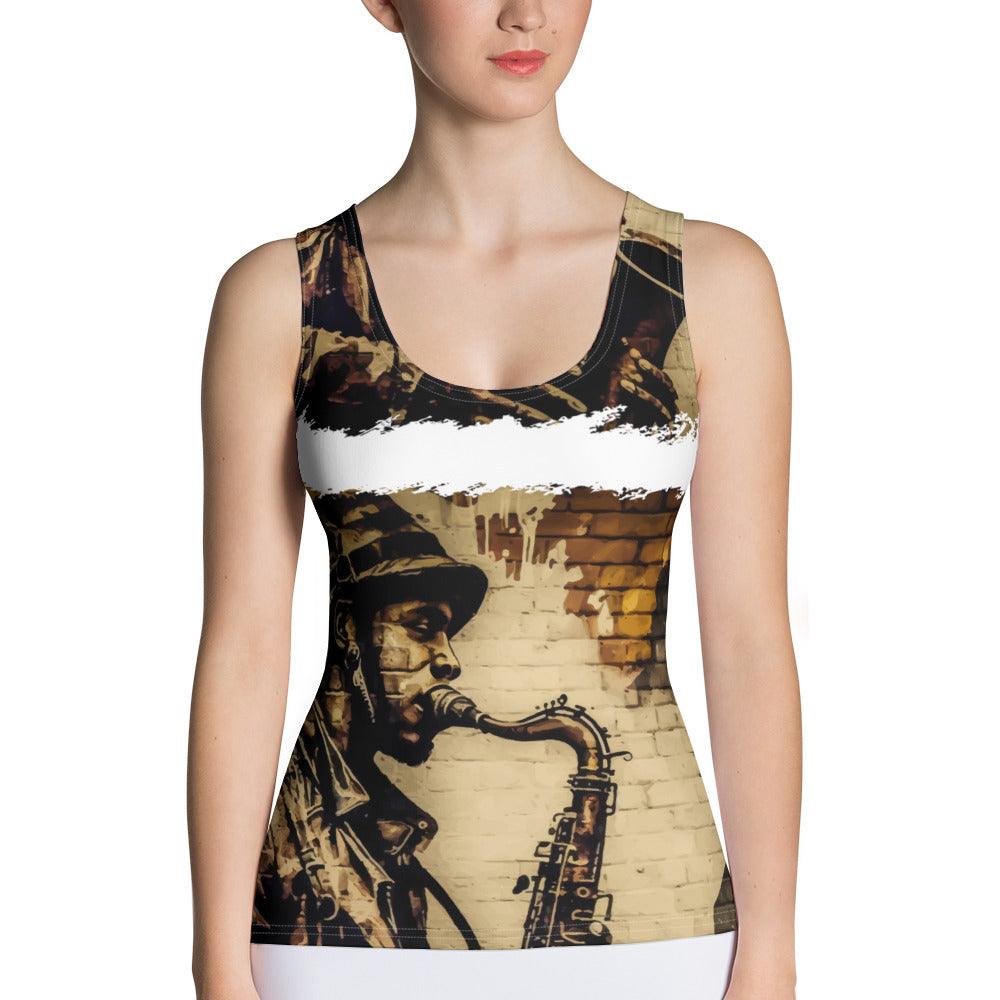 Blowin' On The Horn Sublimation Cut & Sew Tank Top - Beyond T-shirts