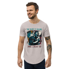 Blue Is Calling Men's Curved Hem T-Shirt - Beyond T-shirts