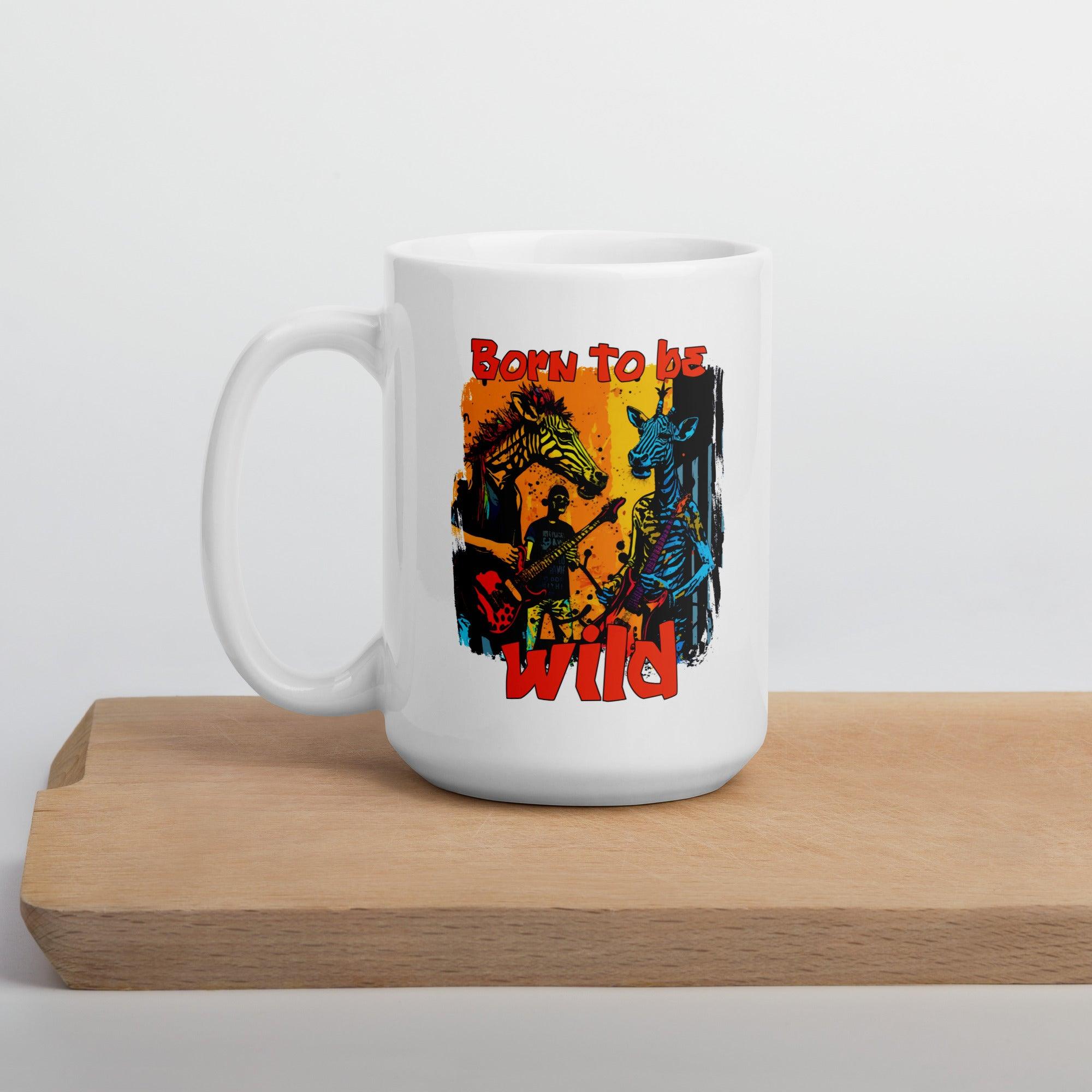 Born To Be Wild White Glossy Mug - Beyond T-shirts