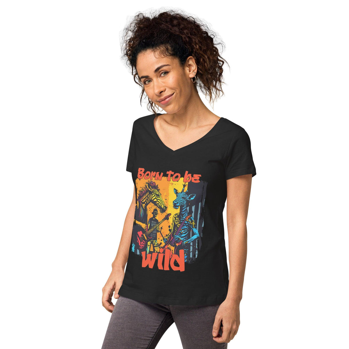 Born To Be Wild Women’s Fitted V-neck T-shirt - Beyond T-shirts