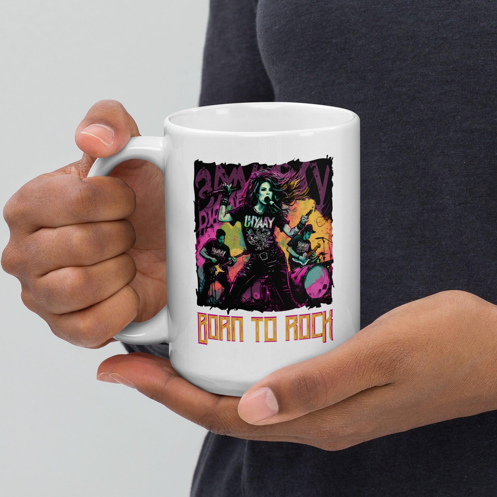 Born To Rock White Glossy Mug - Beyond T-shirts