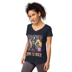 Born To Rock Women’s Fitted V-neck T-shirt - Beyond T-shirts