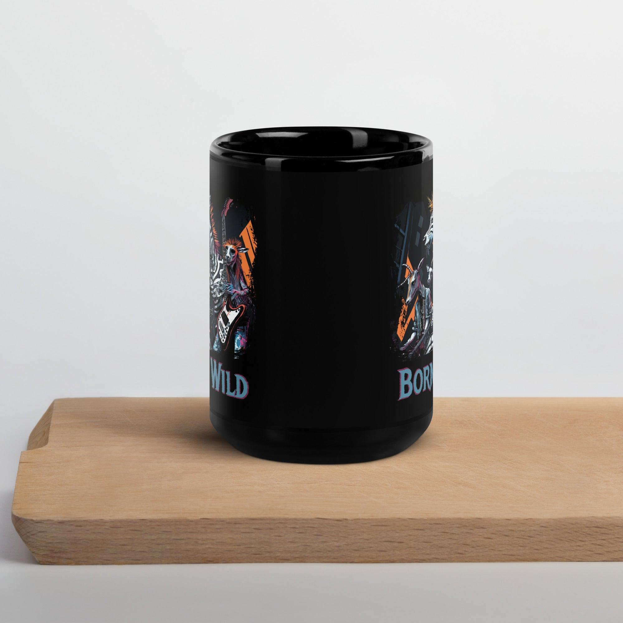 Born Wild Black Glossy Mug - Beyond T-shirts