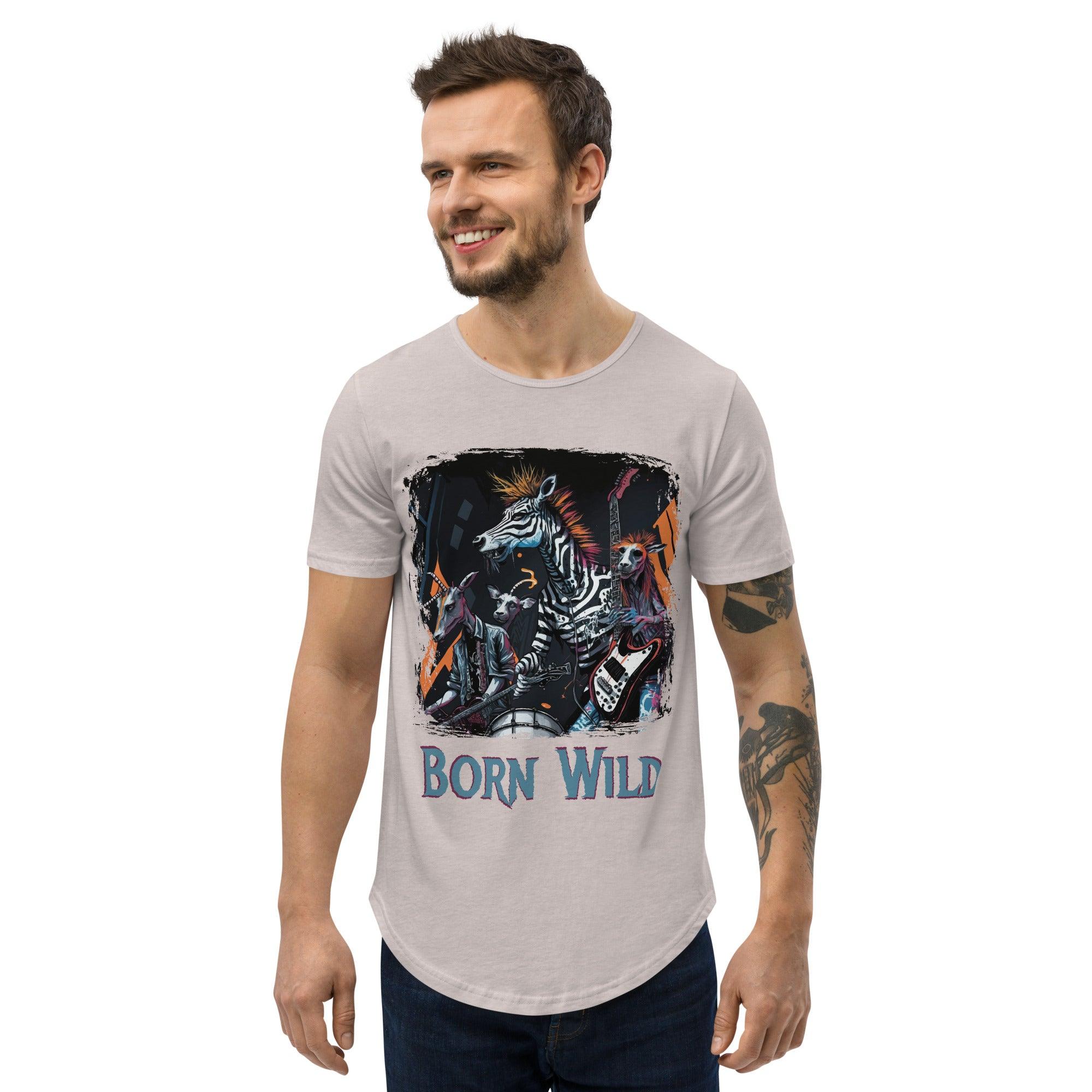 Born Wild Men's Curved Hem T-Shirt - Beyond T-shirts