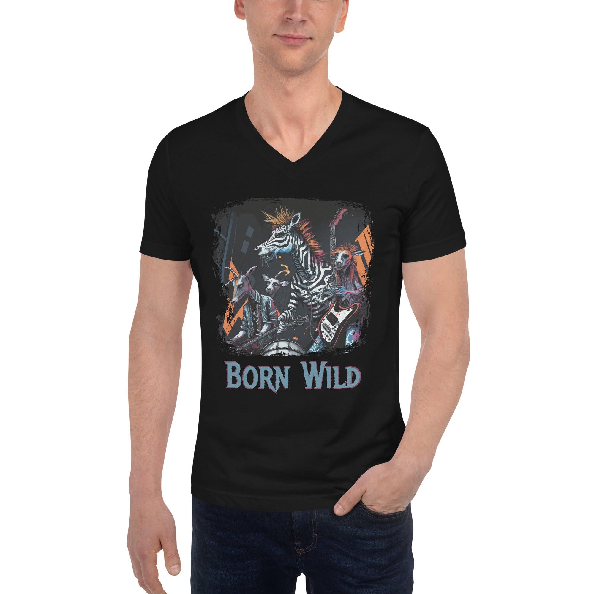 Born Wild Unisex Short Sleeve V-Neck T-Shirt - Beyond T-shirts