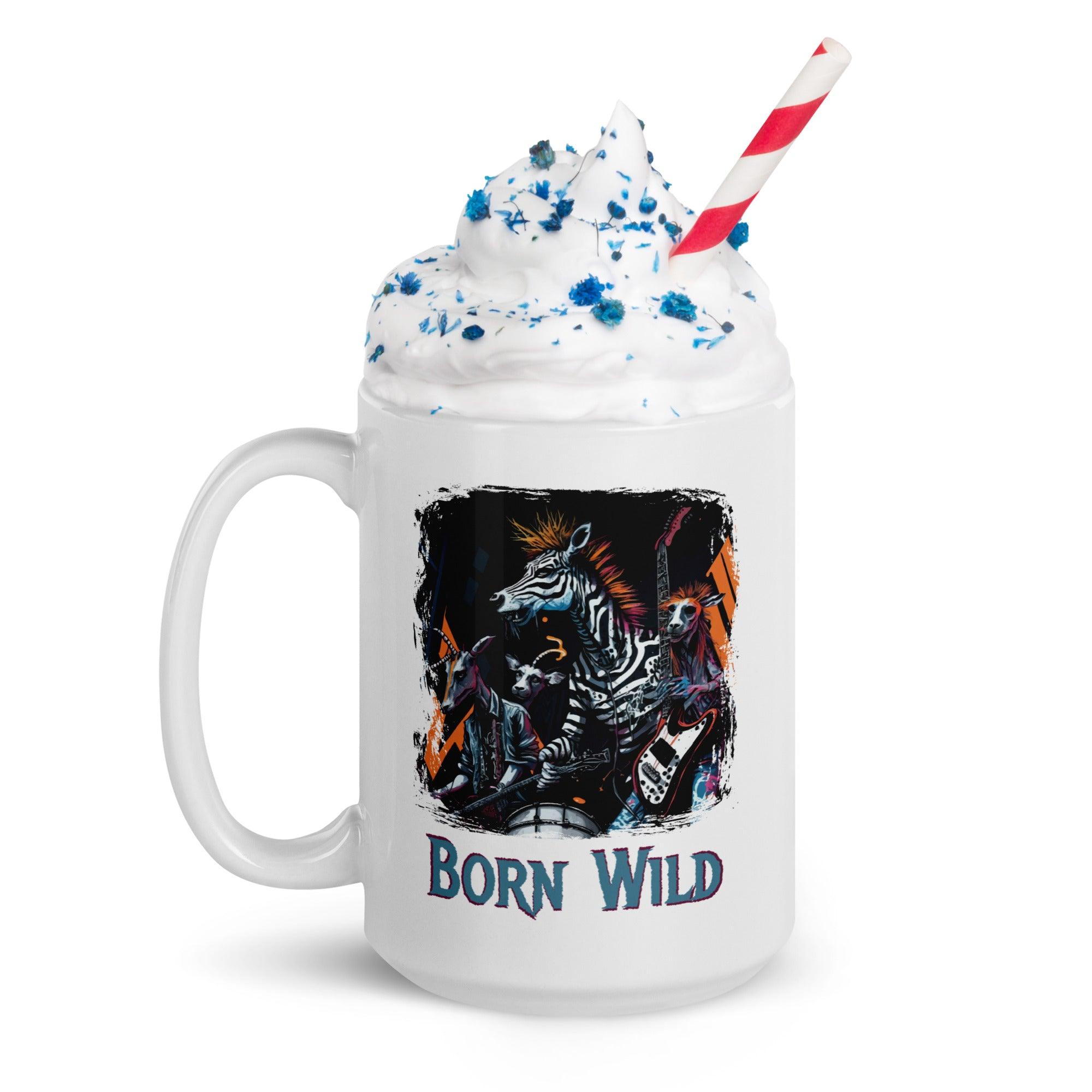 Born Wild White Glossy Mug - Beyond T-shirts