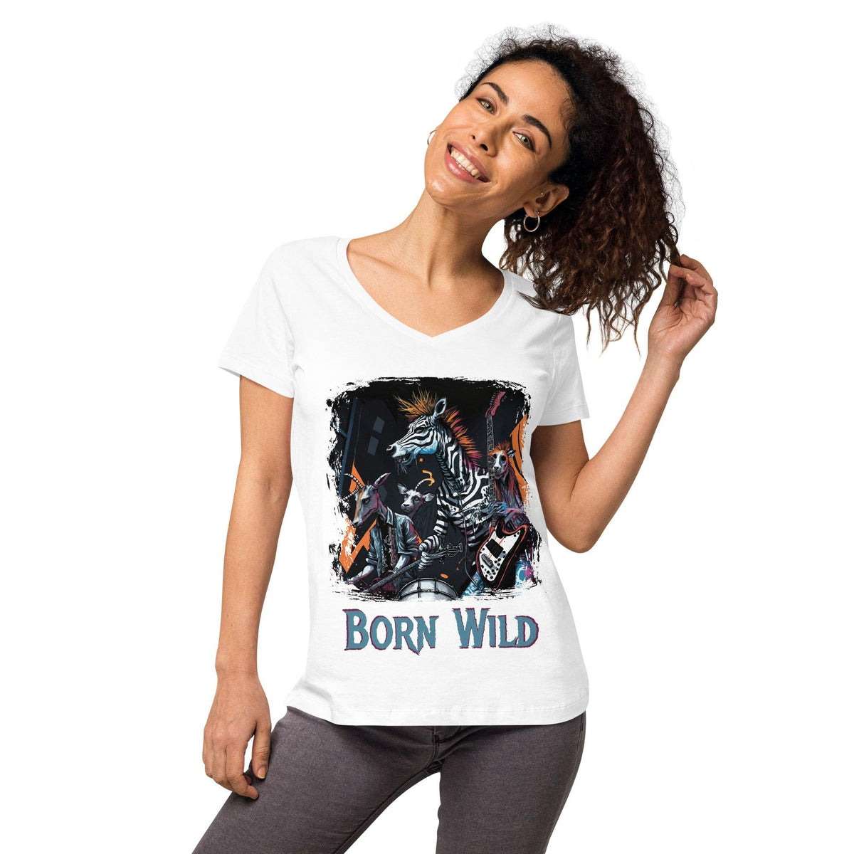 Born Wild Women’s Fitted V-neck T-shirt - Beyond T-shirts