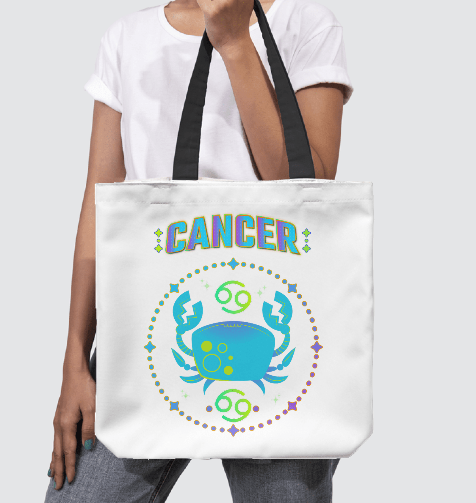 Cancer Basketweave Tote Bag | Zodiac Series 1 - Beyond T-shirts