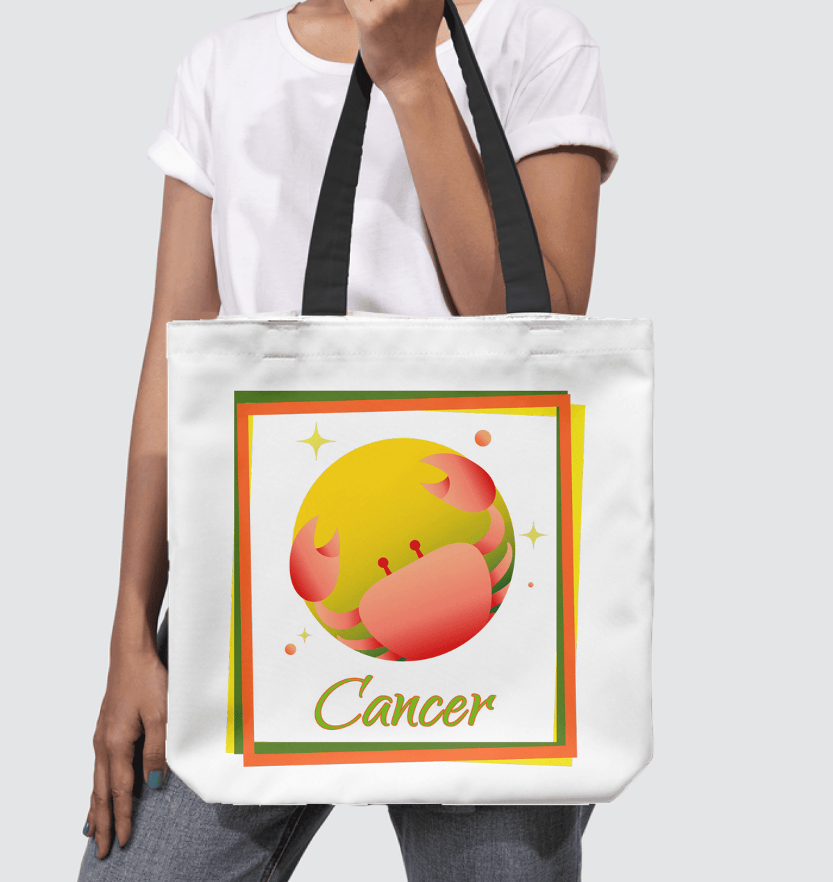 Cancer Basketweave Tote Bag | Zodiac Series 3 - Beyond T-shirts