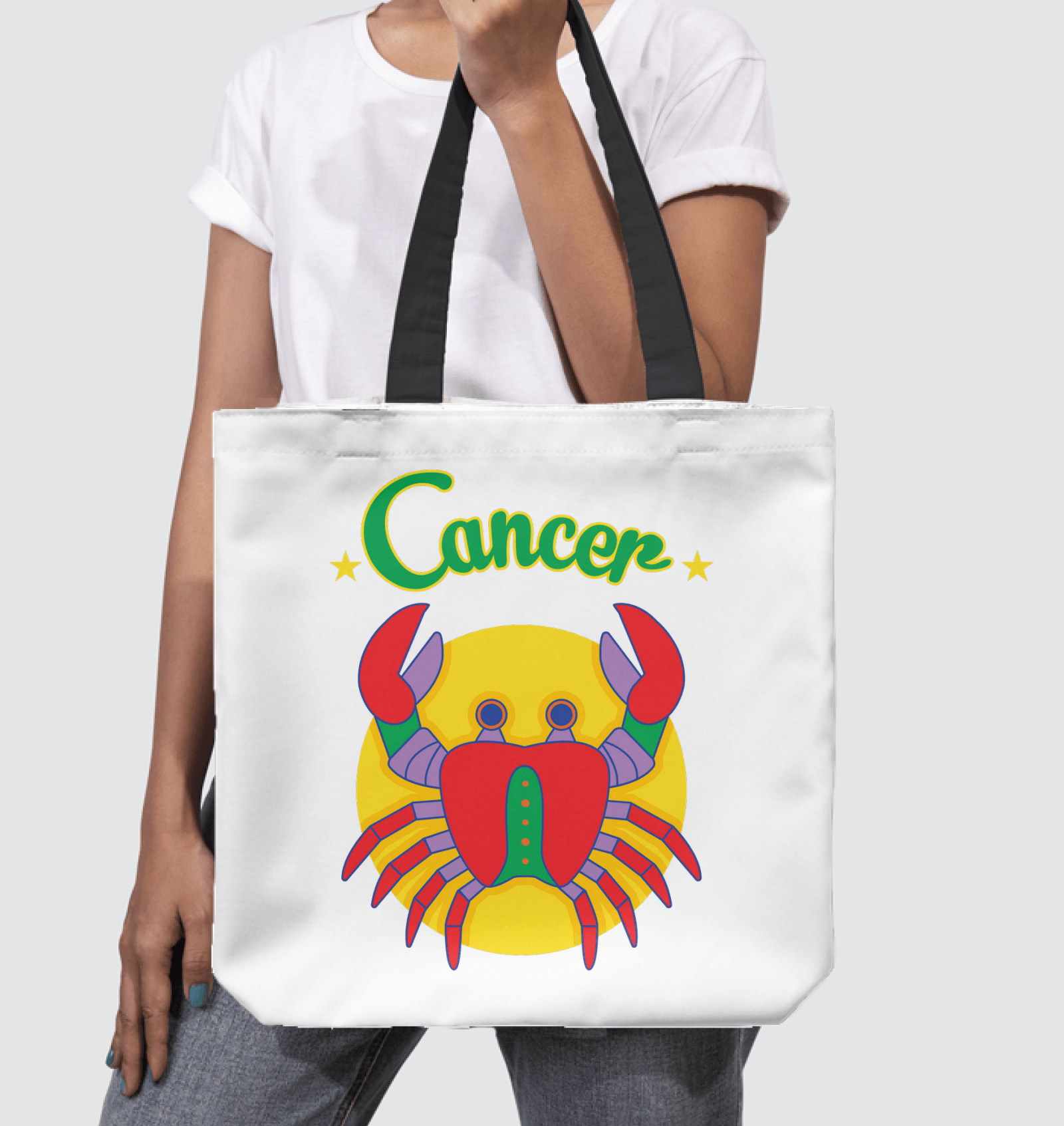 Cancer Basketweave Tote Bag | Zodiac Series 5 - Beyond T-shirts