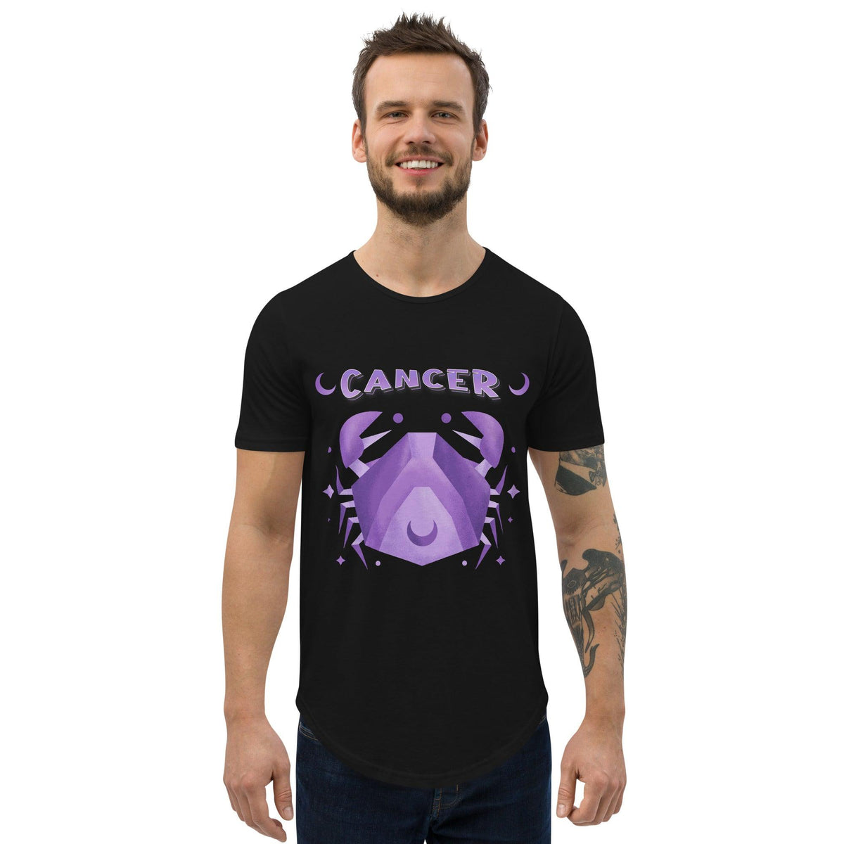 Cancer Men's Curved Hem T-Shirt | Zodiac Series 2 - Beyond T-shirts