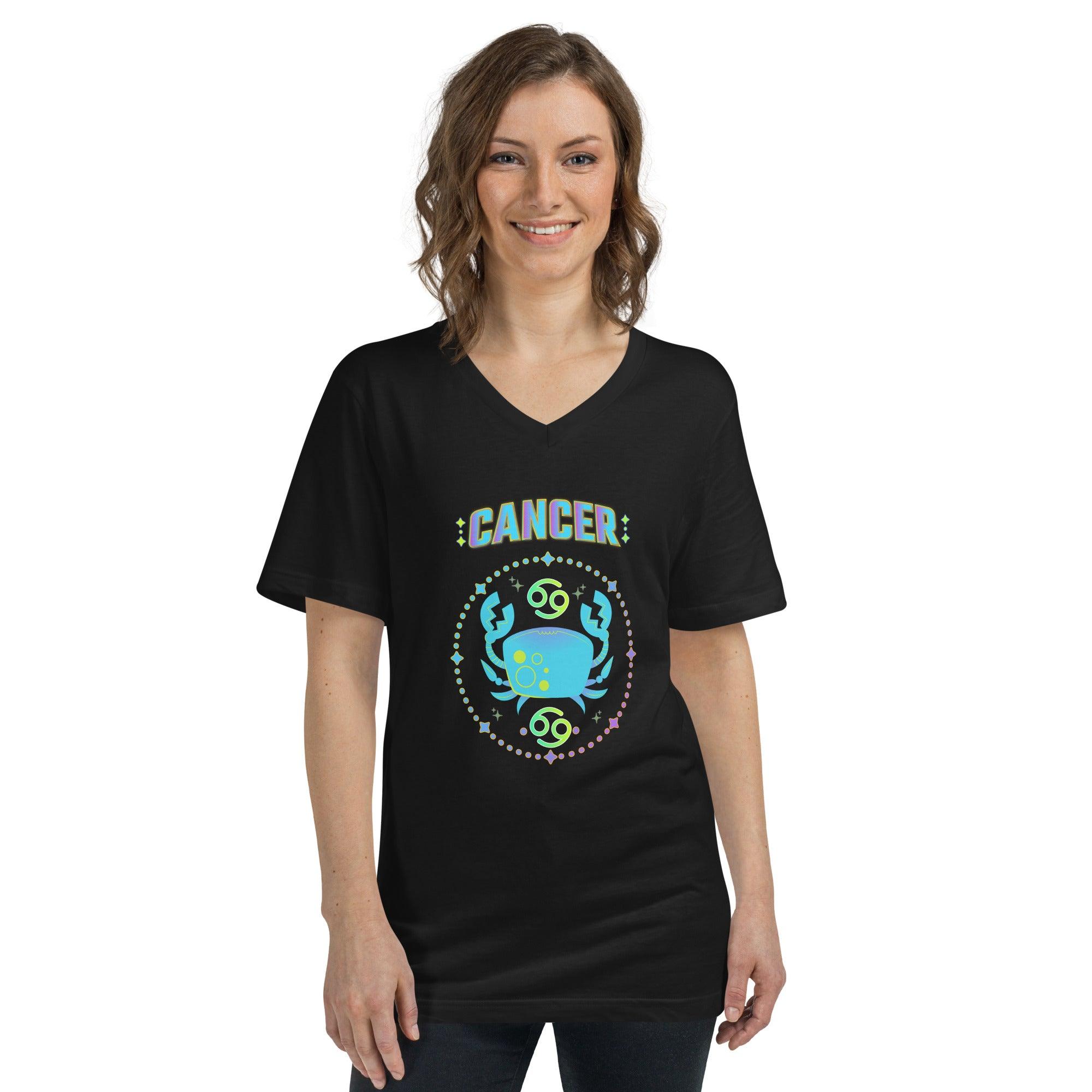 Cancer Unisex Short Sleeve V-Neck T-Shirt | Zodiac Series 1 - Beyond T-shirts