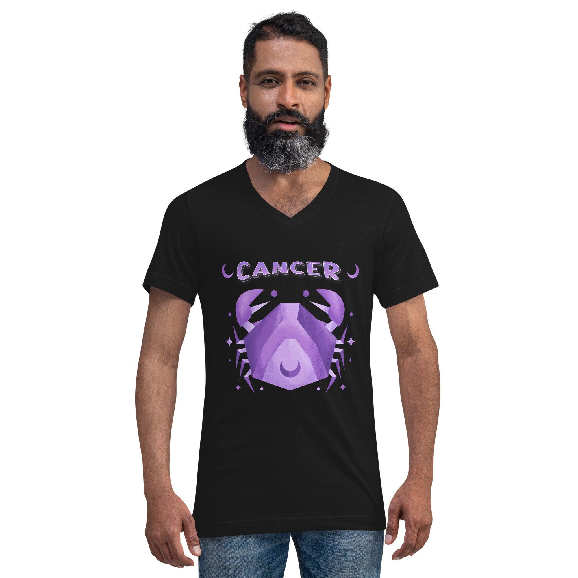Cancer Unisex Short Sleeve V-Neck T-Shirt | Zodiac Series 2 - Beyond T-shirts