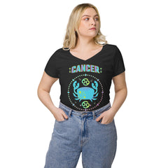 Cancer Women’s Fitted V-Neck T-Shirt | Zodiac Series 1 - Beyond T-shirts