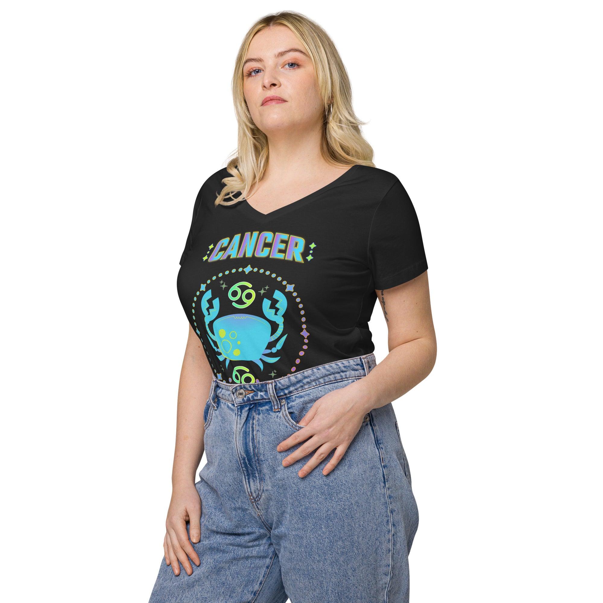 Cancer Women’s Fitted V-Neck T-Shirt | Zodiac Series 1 - Beyond T-shirts