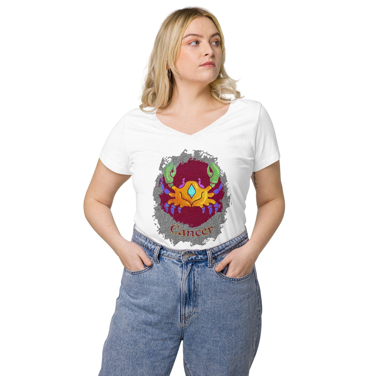 Cancer Women’s Fitted V-neck T-shirt | Zodiac Series 11 - Beyond T-shirts