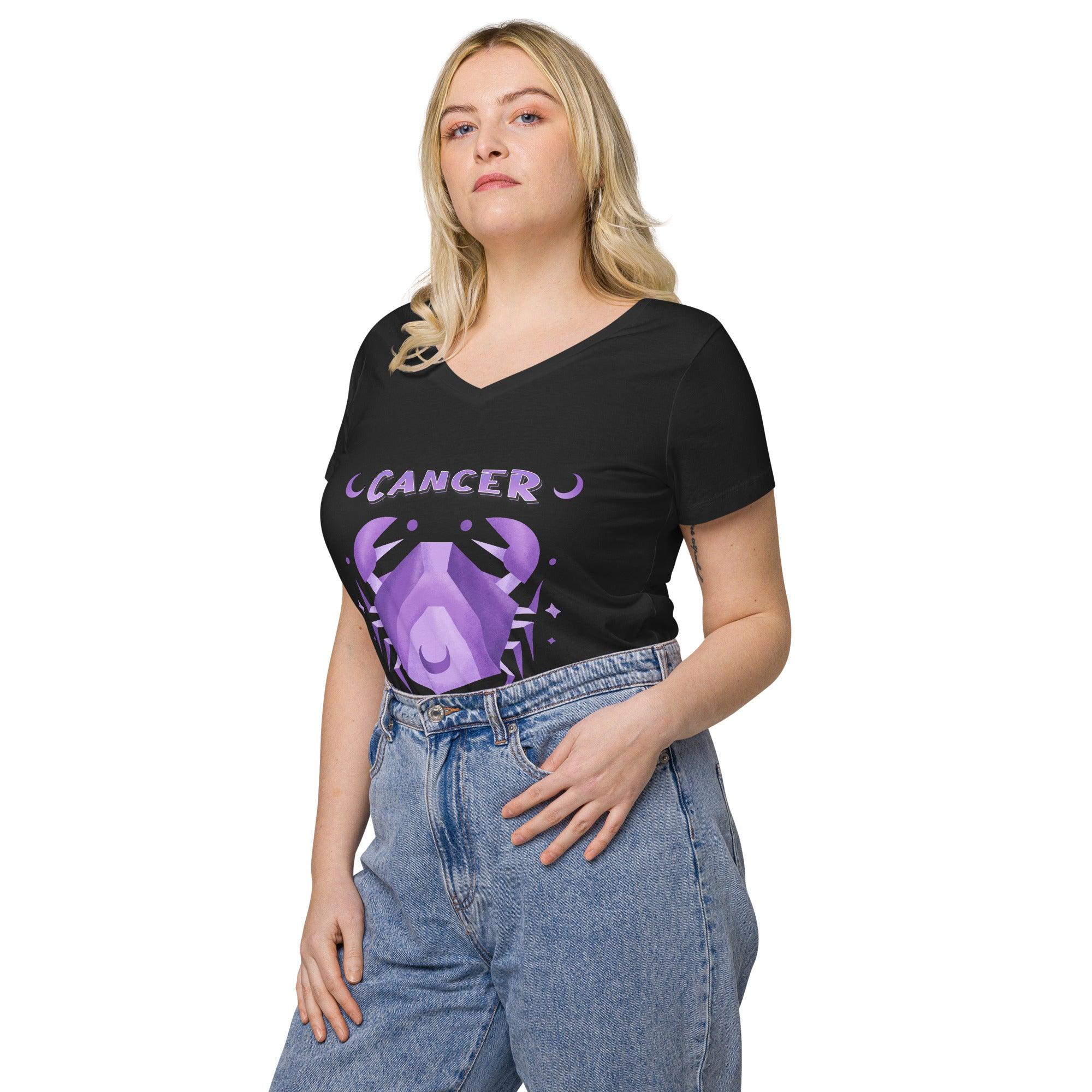 Cancer Women’s Fitted V-neck T-shirt | Zodiac Series 2 - Beyond T-shirts