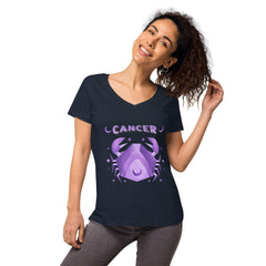 Cancer Women’s Fitted V-neck T-shirt | Zodiac Series 2 - Beyond T-shirts