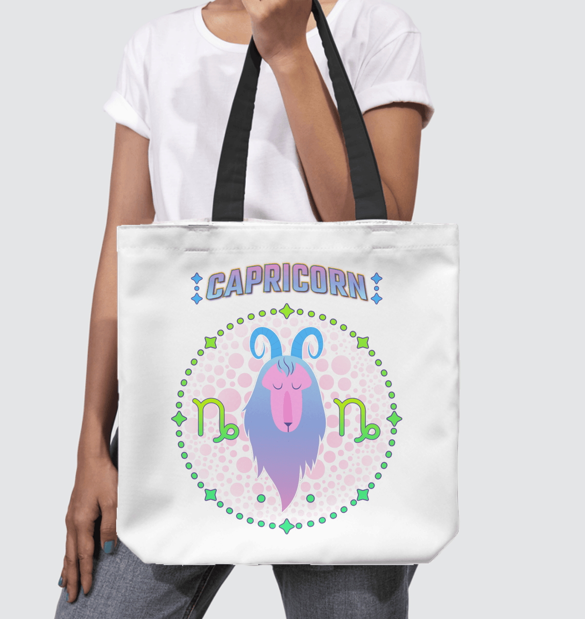 Capricorn Basketweave Tote Bag | Zodiac Series 1 - Beyond T-shirts