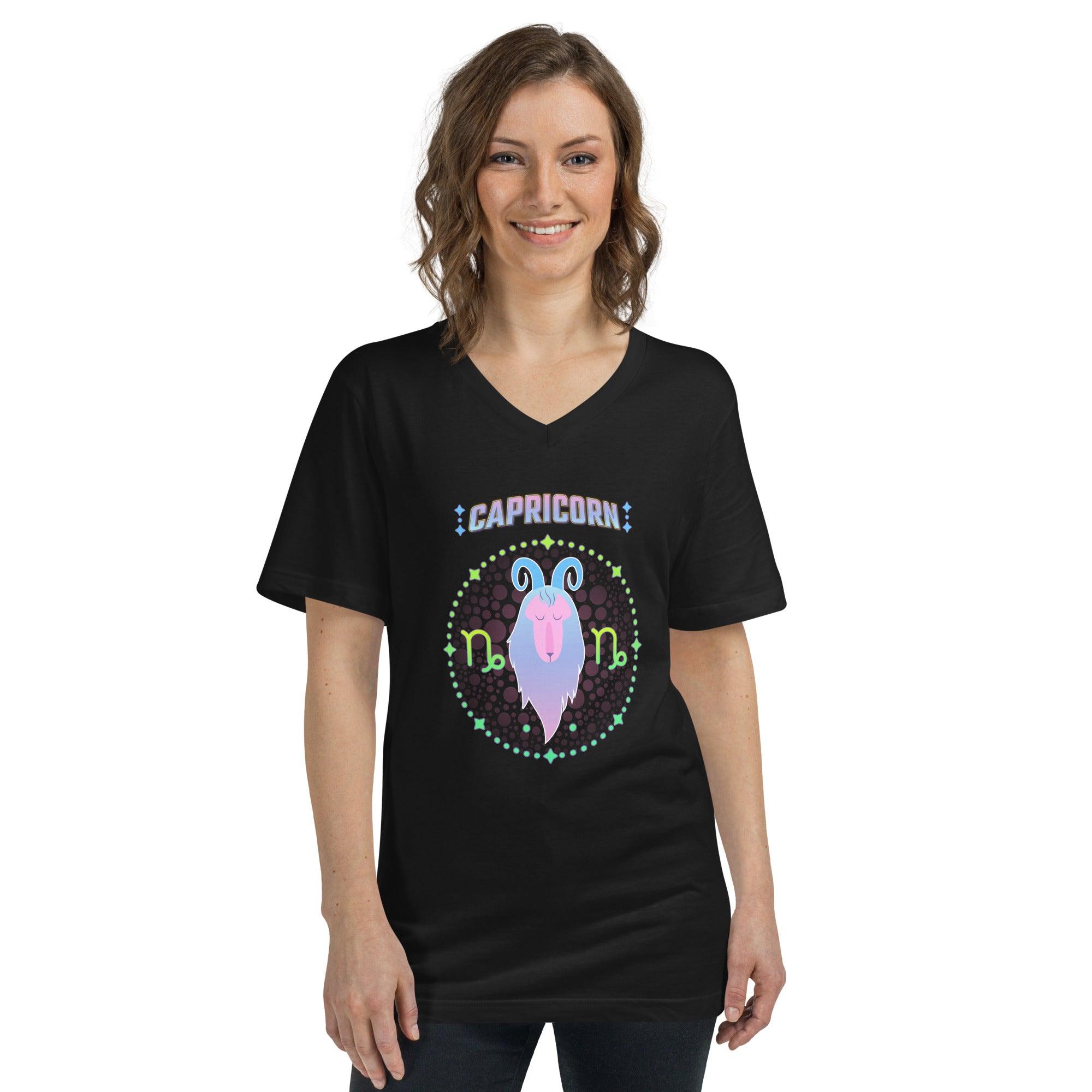 Capricorn Unisex Short Sleeve V-Neck T-Shirt | Zodiac Series 1 - Beyond T-shirts