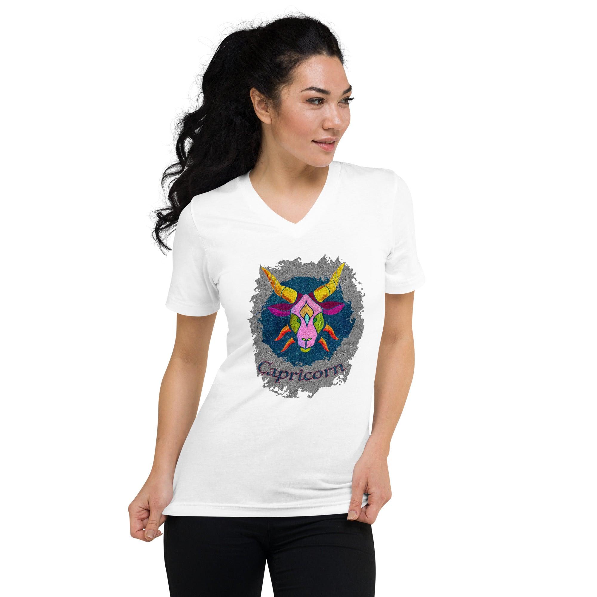 Capricorn Unisex Short Sleeve V-Neck T-Shirt | Zodiac Series 11 - Beyond T-shirts