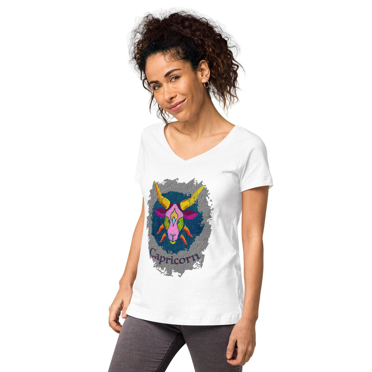 Capricorn Women’s Fitted V-neck T-shirt | Zodiac Series 11 - Beyond T-shirts