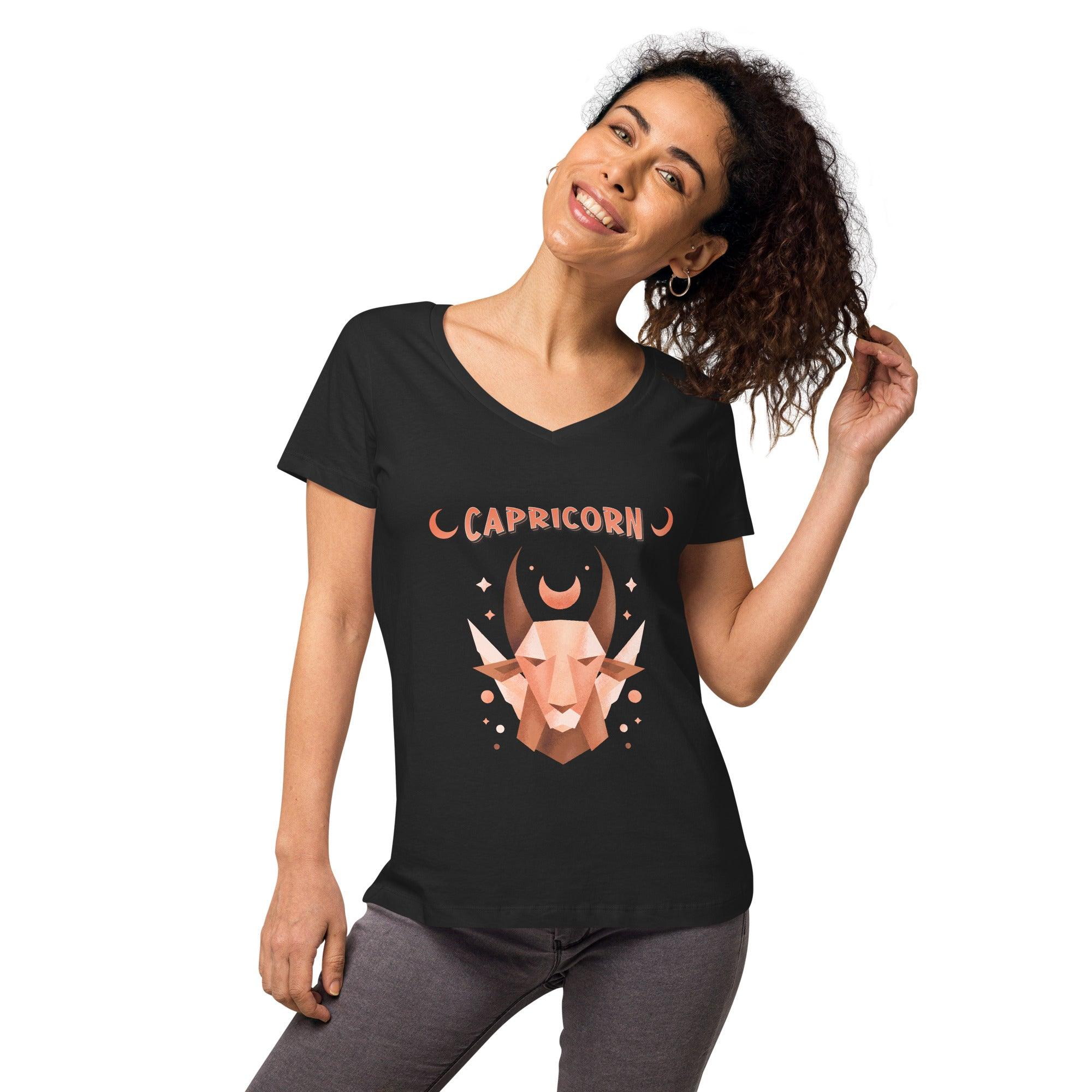 Capricorn Women’s Fitted V-neck T-shirt | Zodiac Series 2 - Beyond T-shirts