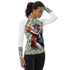 Back view of Twin Unity women's rash guard highlighting fit and style