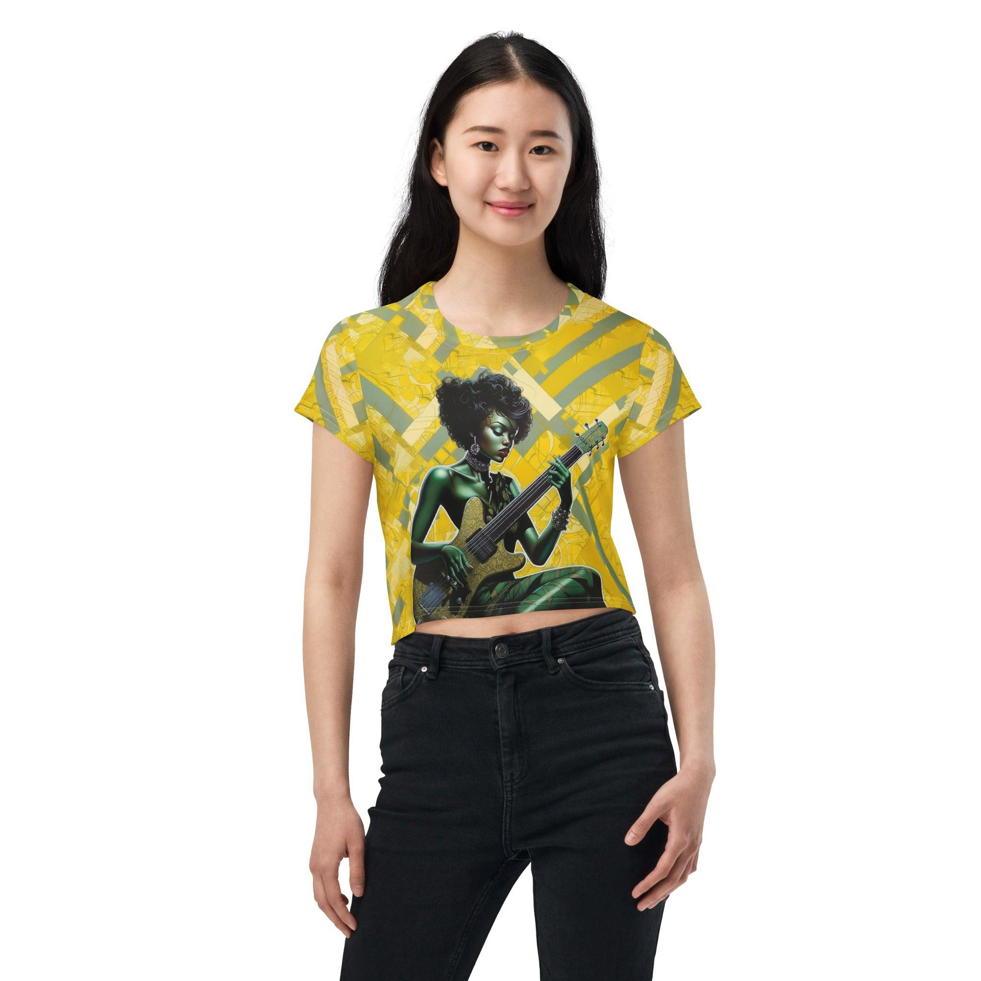 Coolest Instrument All Over Print Crop Tee Front View