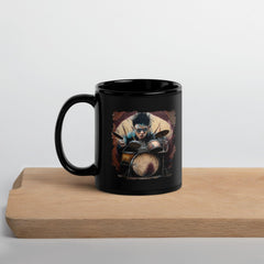 Dancing On The Drums Black Glossy Mug - Beyond T-shirts