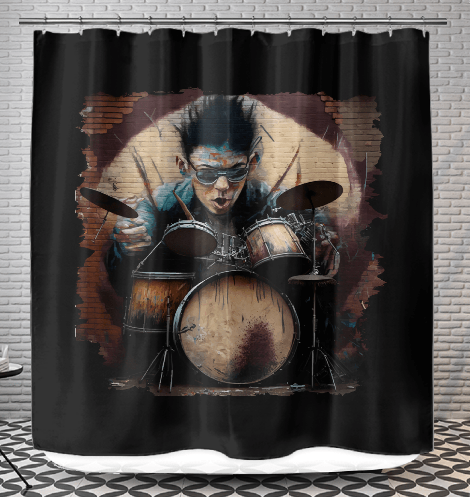 Dancing On The Drums Shower Curtain - Beyond T-shirts