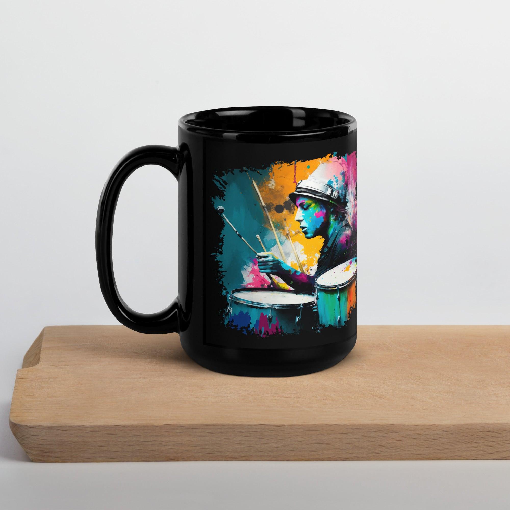 Drumming Up A Storm Black Glossy Mug - Beyond T-shirts