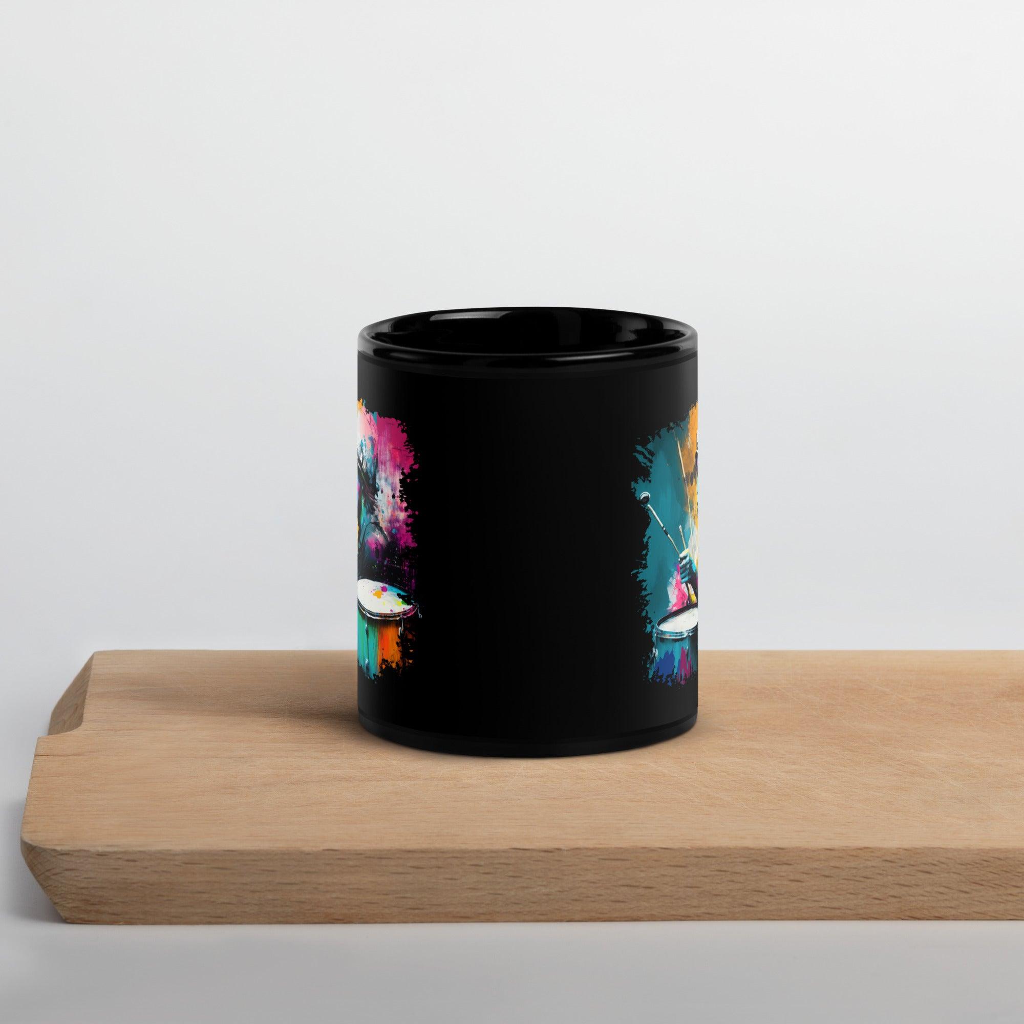 Drumming Up A Storm Black Glossy Mug - Beyond T-shirts