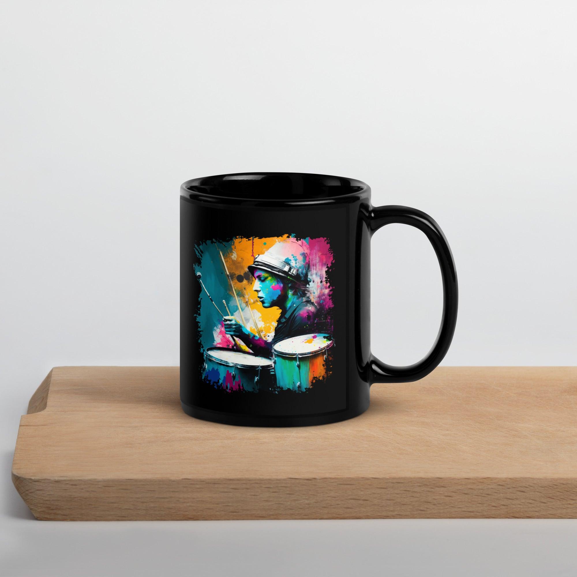 Drumming Up A Storm Black Glossy Mug - Beyond T-shirts