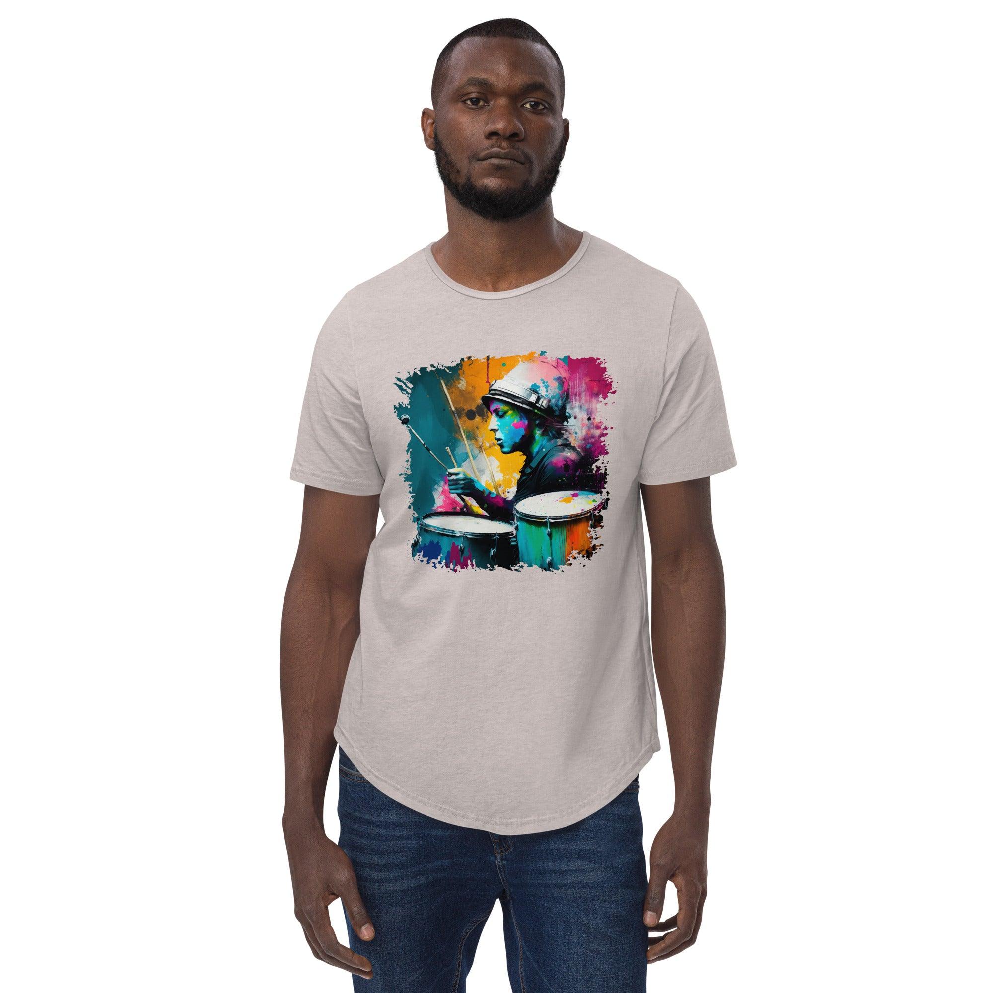 Drumming Up A Storm Men's Curved Hem T-Shirt - Beyond T-shirts