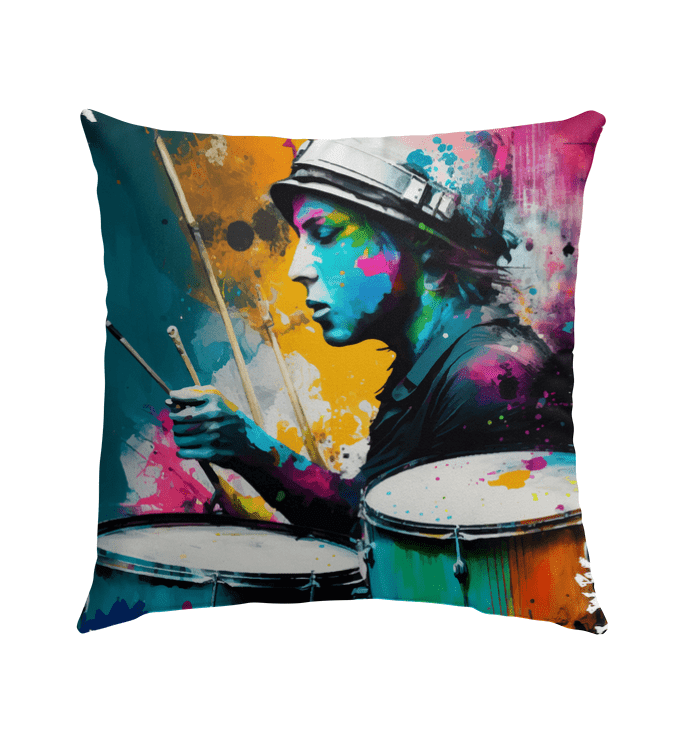 Drumming Up A Storm Outdoor Pillow - Beyond T-shirts