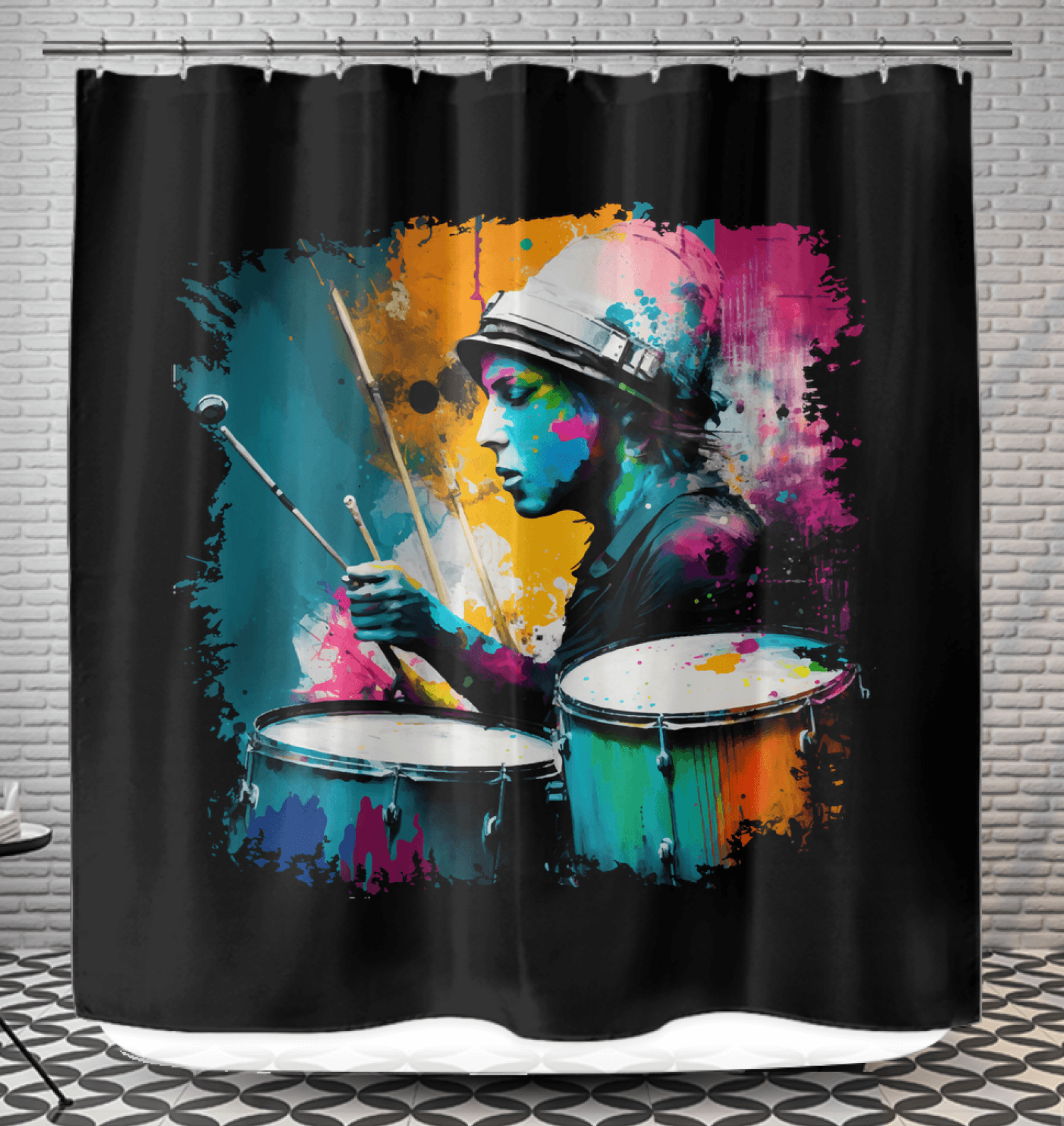 Drumming Up A Storm Shower Curtain - Beyond T-shirts