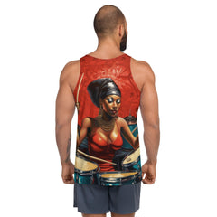 Unisex Tank Top with Drum Design